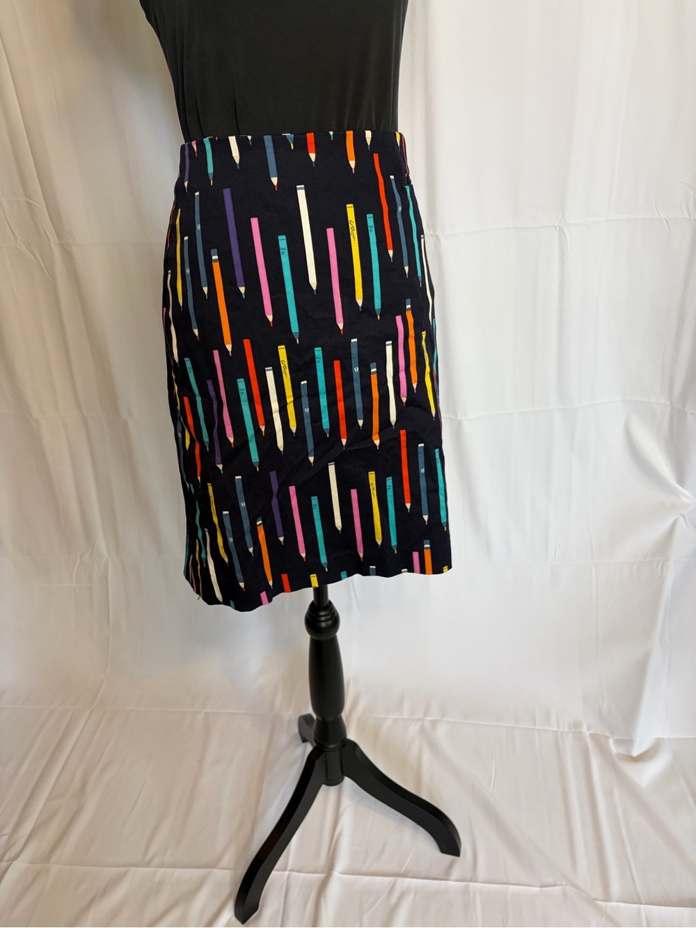 Elevenses Navy Pencil Print Pencil Skirt size 10